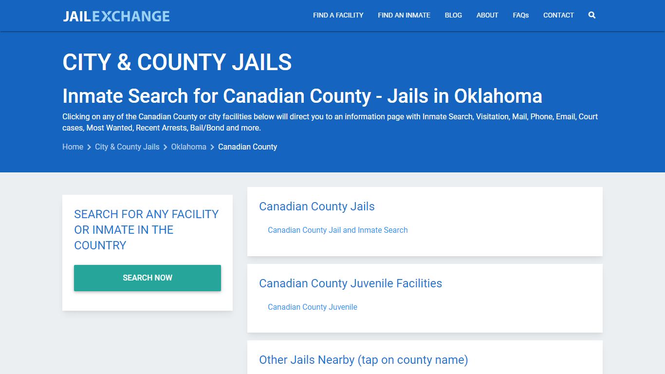 Inmate Search for Canadian County | Jails in Oklahoma - Jail Exchange